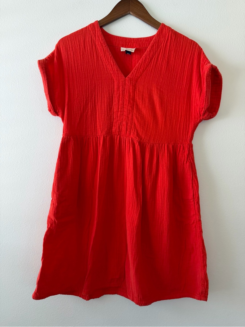 Orange-Red Babydoll Dress Cottagecore Boho Flowy Mini Summer Coastal - Picture 2 of 7